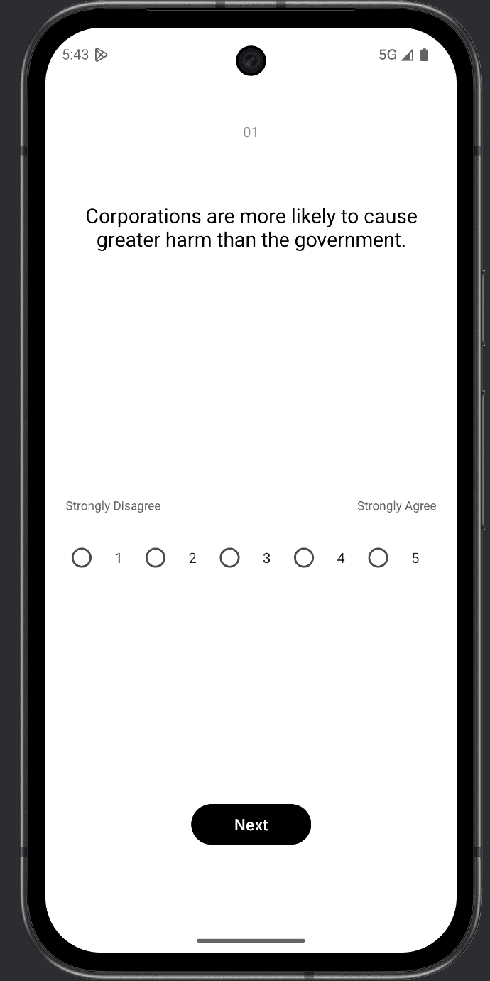 PoliType question screen